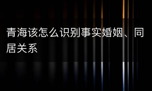 青海该怎么识别事实婚姻、同居关系