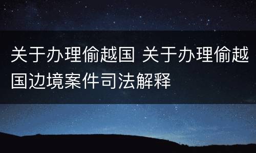 关于办理偷越国 关于办理偷越国边境案件司法解释