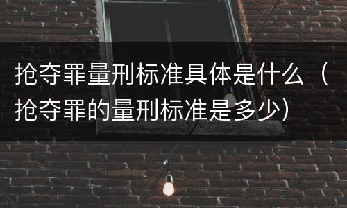 抢夺罪量刑标准具体是什么（抢夺罪的量刑标准是多少）