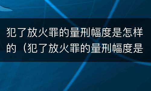 犯了放火罪的量刑幅度是怎样的（犯了放火罪的量刑幅度是怎样的呢）