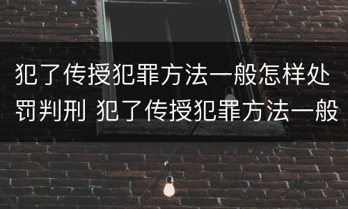 犯了传授犯罪方法一般怎样处罚判刑 犯了传授犯罪方法一般怎样处罚判刑的