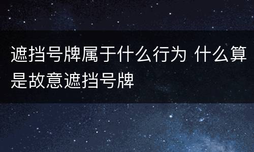 遮挡号牌属于什么行为 什么算是故意遮挡号牌