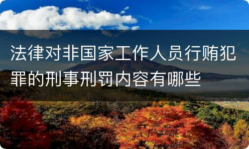 法律对非国家工作人员行贿犯罪的刑事刑罚内容有哪些