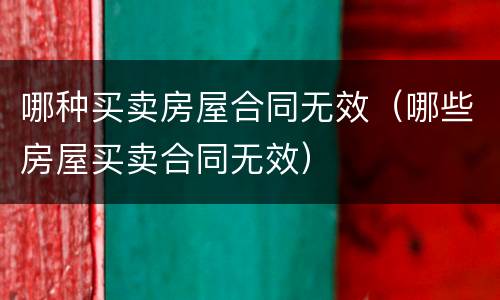 哪种买卖房屋合同无效（哪些房屋买卖合同无效）