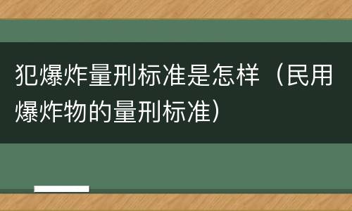 犯爆炸量刑标准是怎样（民用爆炸物的量刑标准）