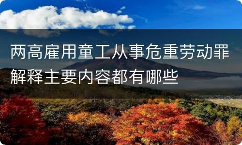 两高雇用童工从事危重劳动罪解释主要内容都有哪些