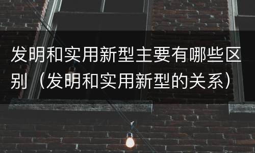 发明和实用新型主要有哪些区别（发明和实用新型的关系）