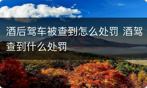 酒后驾车被查到怎么处罚 酒驾查到什么处罚