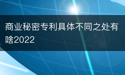 商业秘密专利具体不同之处有啥2022