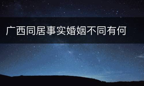 广西同居事实婚姻不同有何