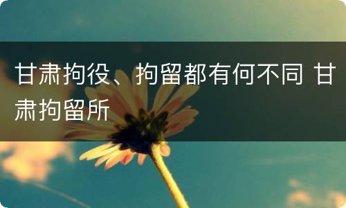 甘肃拘役、拘留都有何不同 甘肃拘留所