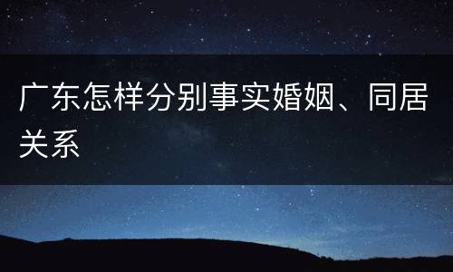 广东怎样分别事实婚姻、同居关系