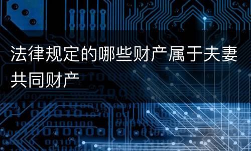 法律规定的哪些财产属于夫妻共同财产
