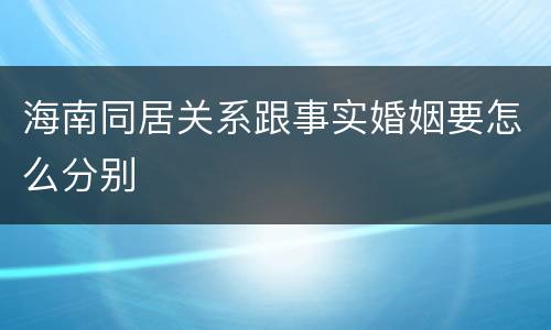 海南同居关系跟事实婚姻要怎么分别