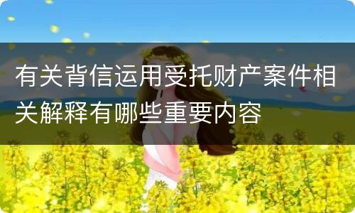有关背信运用受托财产案件相关解释有哪些重要内容