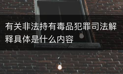 有关非法持有毒品犯罪司法解释具体是什么内容