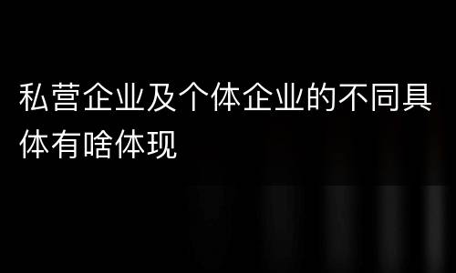 私营企业及个体企业的不同具体有啥体现