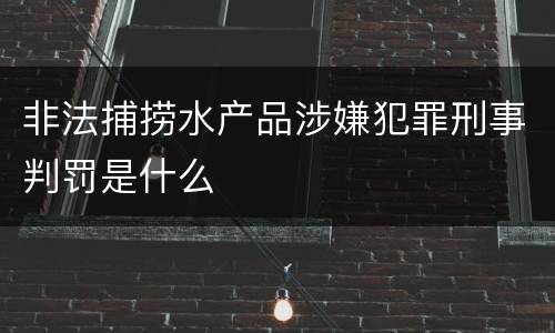 非法捕捞水产品涉嫌犯罪刑事判罚是什么
