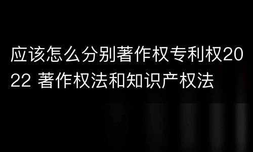 应该怎么分别著作权专利权2022 著作权法和知识产权法