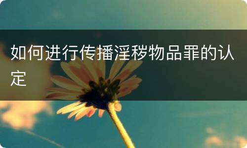 如何进行传播淫秽物品罪的认定