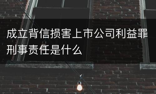 成立背信损害上市公司利益罪刑事责任是什么