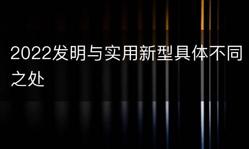 2022发明与实用新型具体不同之处
