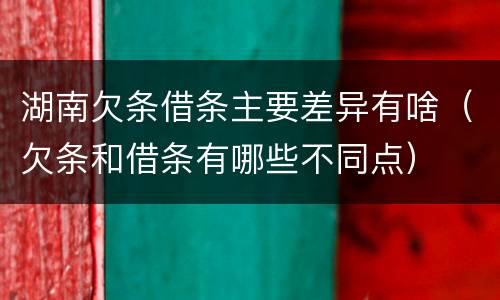 湖南欠条借条主要差异有啥（欠条和借条有哪些不同点）