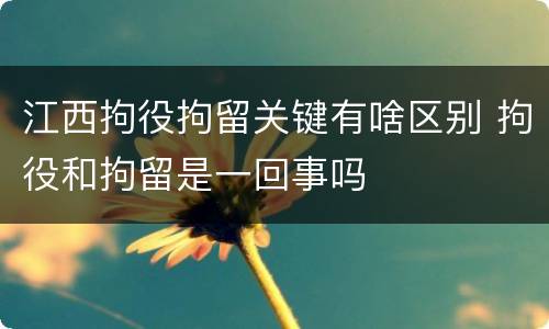 江西拘役拘留关键有啥区别 拘役和拘留是一回事吗