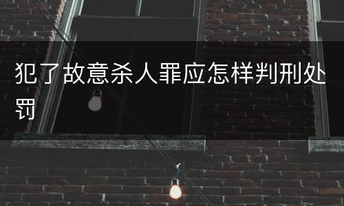 犯了故意杀人罪应怎样判刑处罚