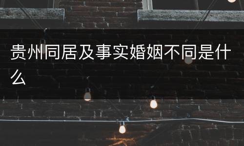 贵州同居及事实婚姻不同是什么