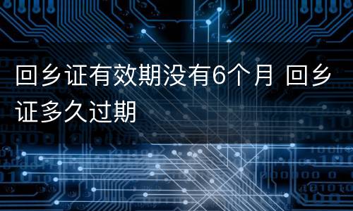 回乡证有效期没有6个月 回乡证多久过期
