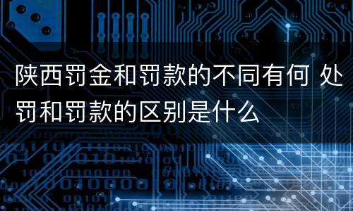 陕西罚金和罚款的不同有何 处罚和罚款的区别是什么