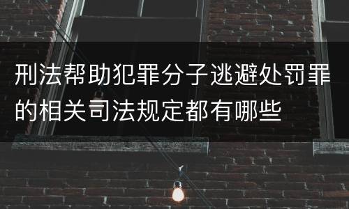 刑法帮助犯罪分子逃避处罚罪的相关司法规定都有哪些
