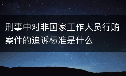 刑事中对非国家工作人员行贿案件的追诉标准是什么