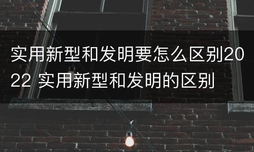 实用新型和发明要怎么区别2022 实用新型和发明的区别