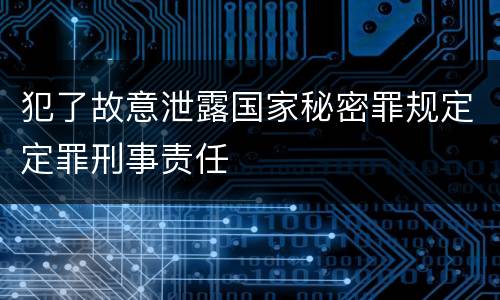 犯了故意泄露国家秘密罪规定定罪刑事责任