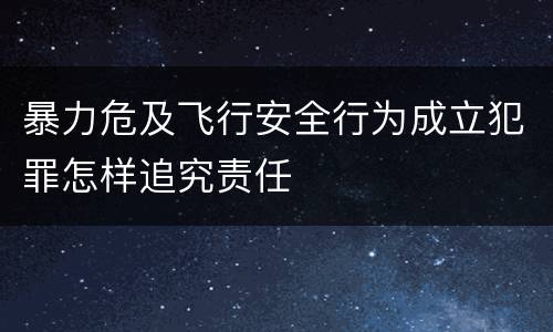 暴力危及飞行安全行为成立犯罪怎样追究责任