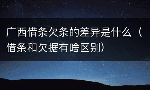广西借条欠条的差异是什么（借条和欠据有啥区别）