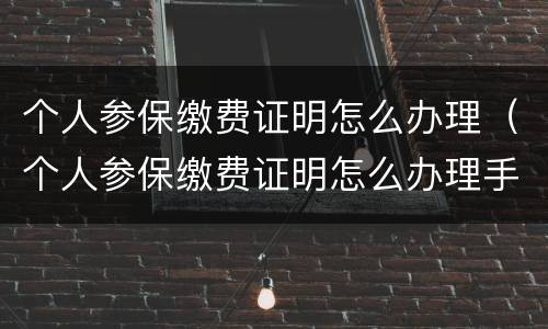 个人参保缴费证明怎么办理（个人参保缴费证明怎么办理手续）
