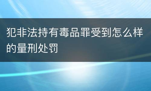 犯非法持有毒品罪受到怎么样的量刑处罚