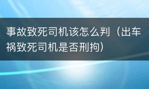 事故致死司机该怎么判（出车祸致死司机是否刑拘）