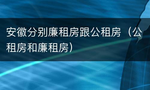 安徽分别廉租房跟公租房（公租房和廉租房）