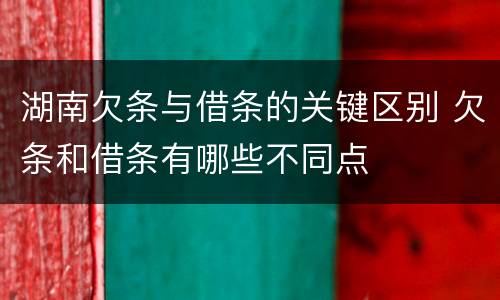 湖南欠条与借条的关键区别 欠条和借条有哪些不同点