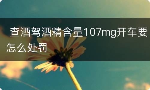  查酒驾酒精含量107mg开车要怎么处罚