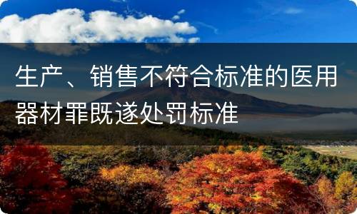 生产、销售不符合标准的医用器材罪既遂处罚标准