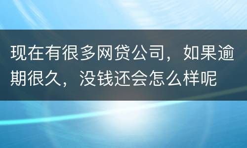 现在有很多网贷公司，如果逾期很久，没钱还会怎么样呢