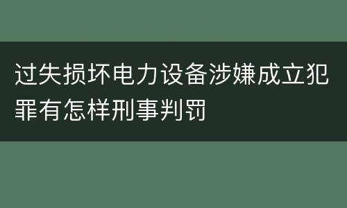 过失损坏电力设备涉嫌成立犯罪有怎样刑事判罚