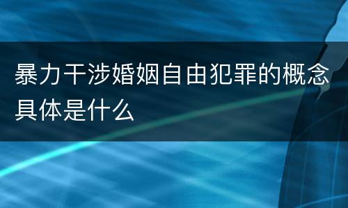 暴力干涉婚姻自由犯罪的概念具体是什么