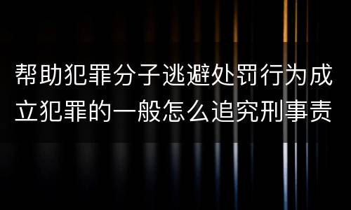 帮助犯罪分子逃避处罚行为成立犯罪的一般怎么追究刑事责任