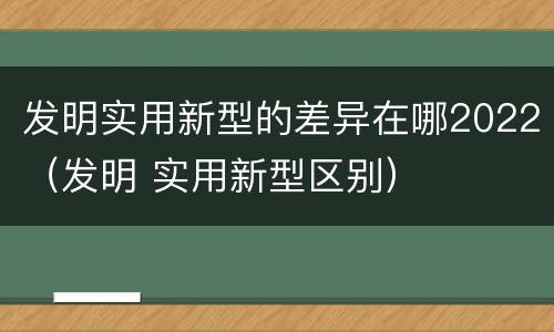 发明实用新型的差异在哪2022（发明 实用新型区别）